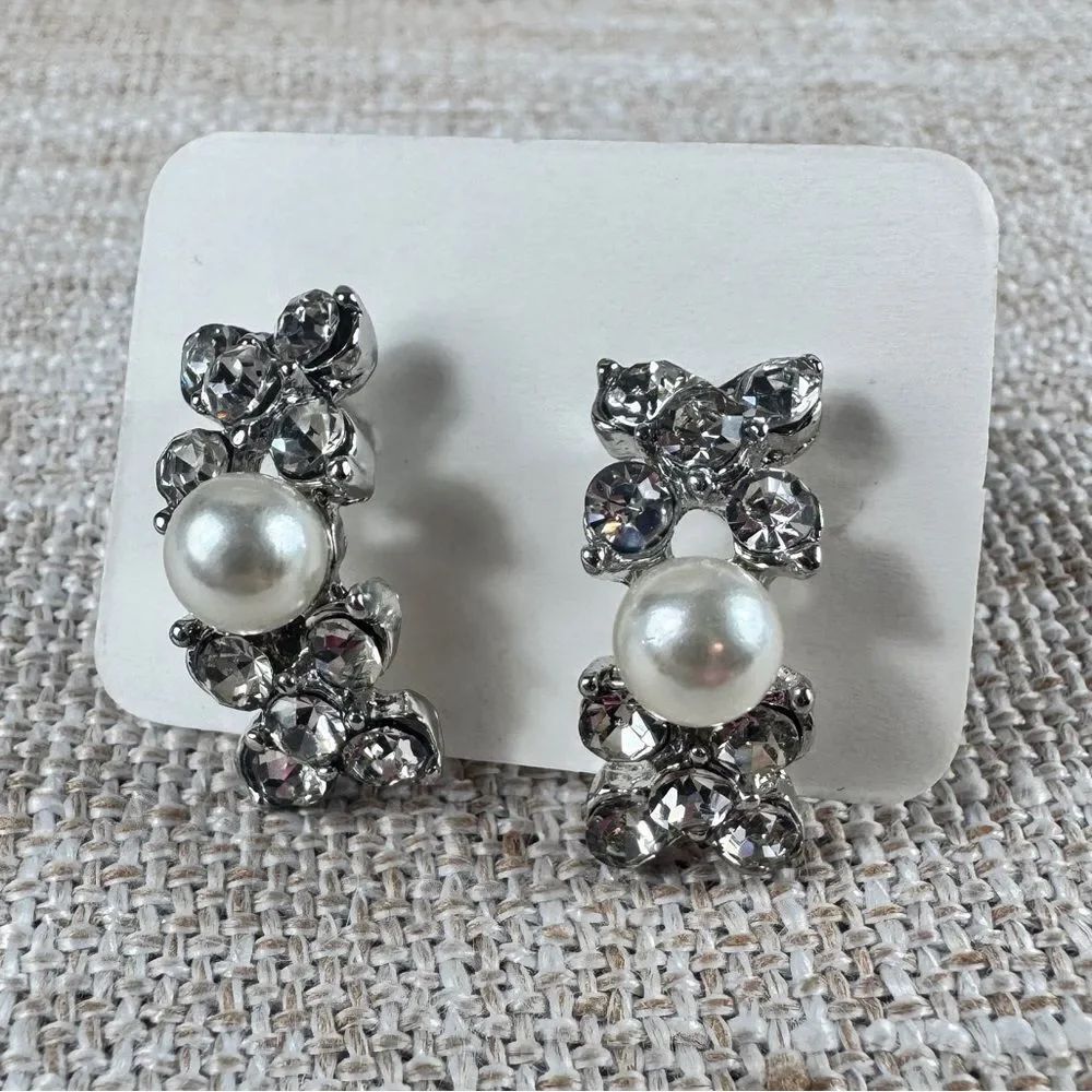 Elegant Faux Pearl & Gemstones Earrings